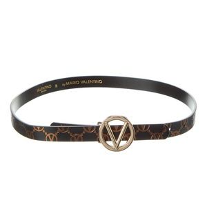 Valentino by Mario Valentino Thin Monogram Leather Belt